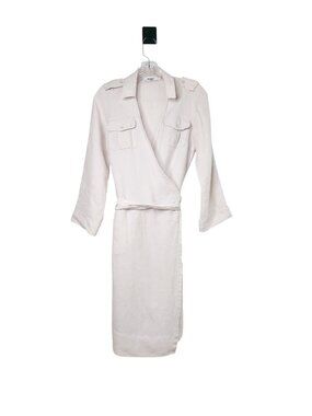 Comptoir Des Cotonniers Womens Long Sleeve Linen Dress Wrap FRANCE Striped
